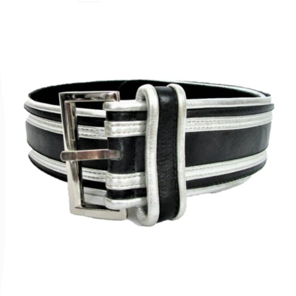 B-Low the Belt  black silver stripe belt M main image 4